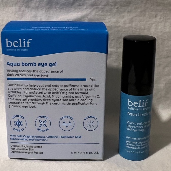 💦NWT💦 BELIF Aqua Bomb Depuffing Eye Gel with Caffeine + Hyaluronic Acid 5ml - Picture 1 of 9